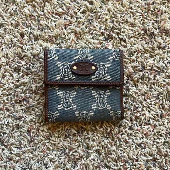 Celine Macadam Denim Kisslock Wallet - Picture 1 of 9